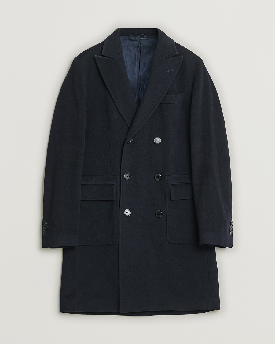 Herren | Aspesi Double Breasted Wool Coat Navy M | Pre-owned | Aspesi Double Breasted Wool Coat Navy M