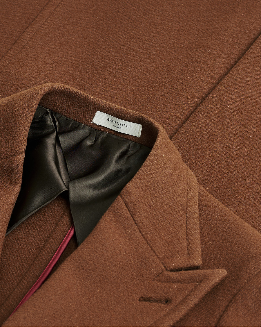 Herren | Boglioli Double Breasted Wool Coat Rust Brown 46 | Pre-owned | Boglioli Double Breasted Wool Coat Rust Brown 46