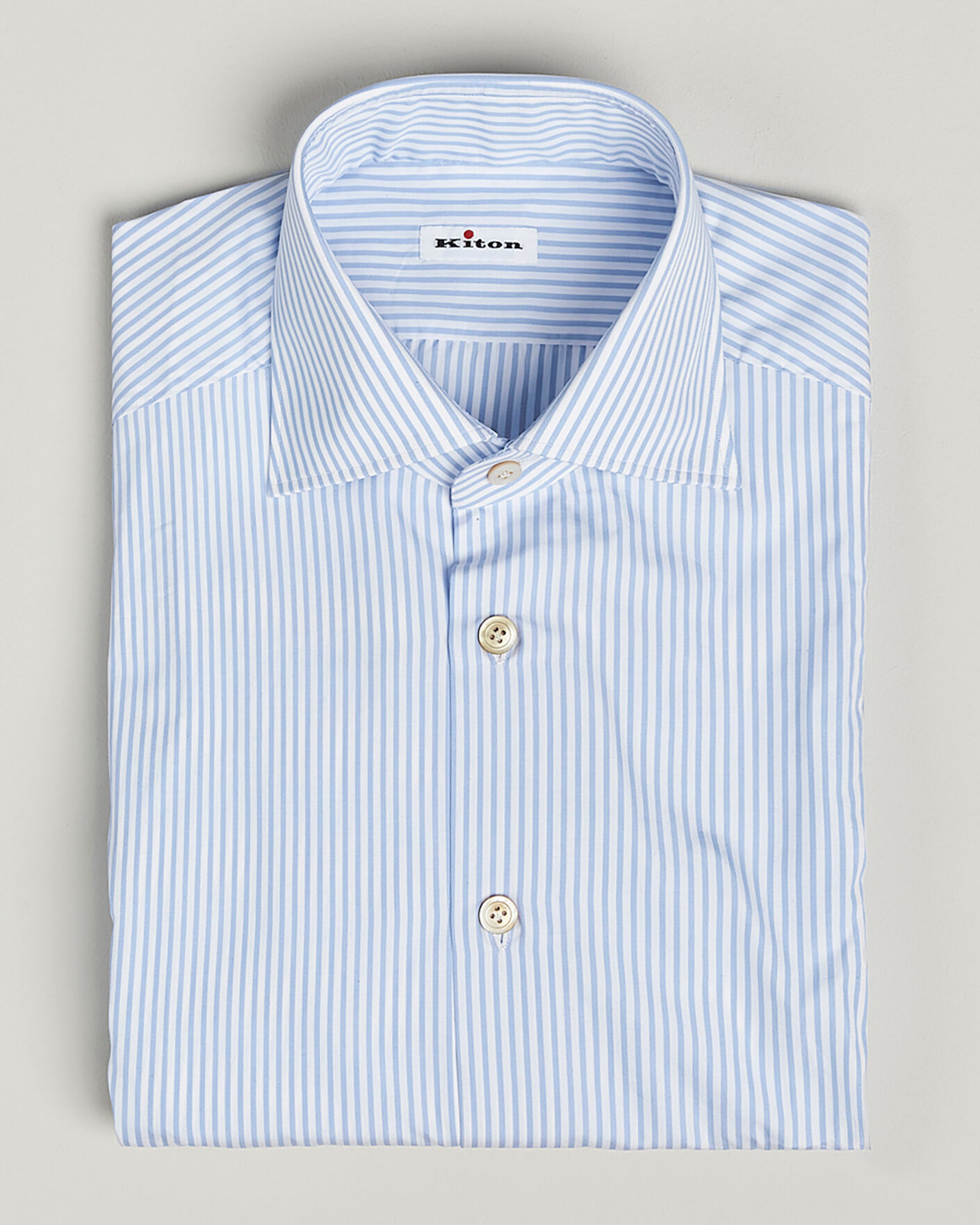 Herren | Pre-owned Hemden | Pre-owned | Kiton Cotton Dress Shirt Light Blue Stripe 38 - S