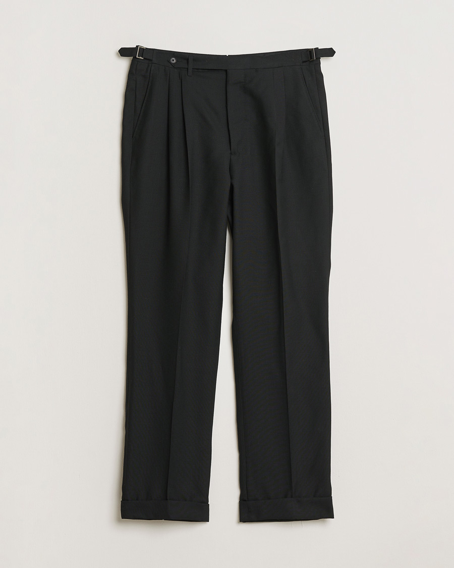 Herren | Pre-owned Hosen | Pre-owned | Berg&Berg High Waisted Double Pleated Wool Trousers Black 52