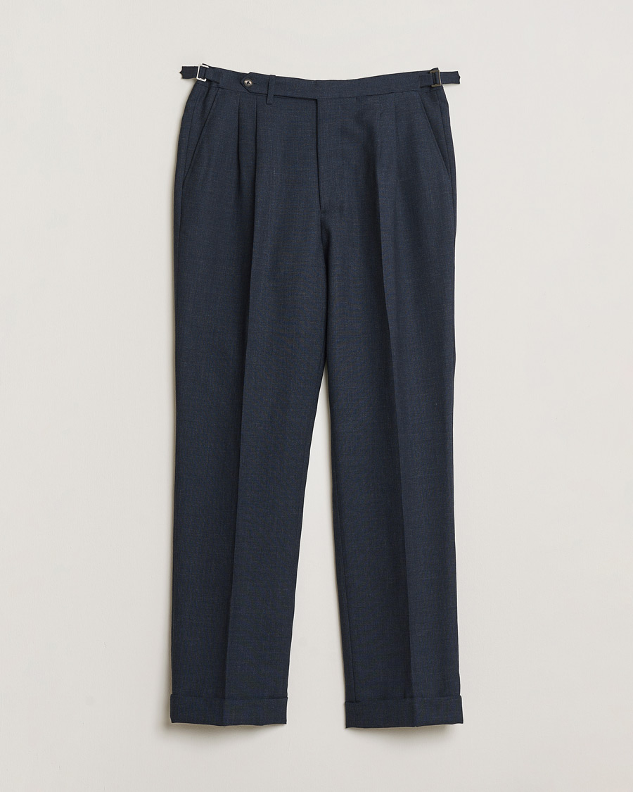 Herren | Pre-owned Hosen | Pre-owned | Berg&Berg High Waisted Double Pleated Wool Trousers Blue 52