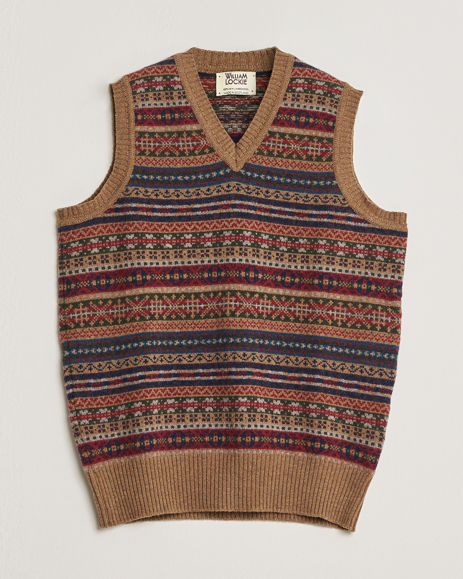 Herren | Pre-owned Pullover | Pre-owned | William Lockie Wool Fair Isle Vest Tan S