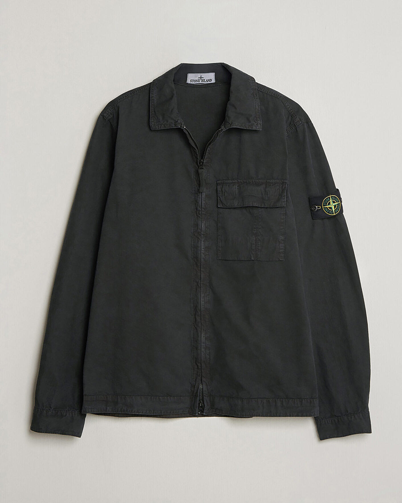Herren | Pre-owned Hemden | Pre-owned | Stone Island Brushed Cotton Canvas Zip Overshirt Black S