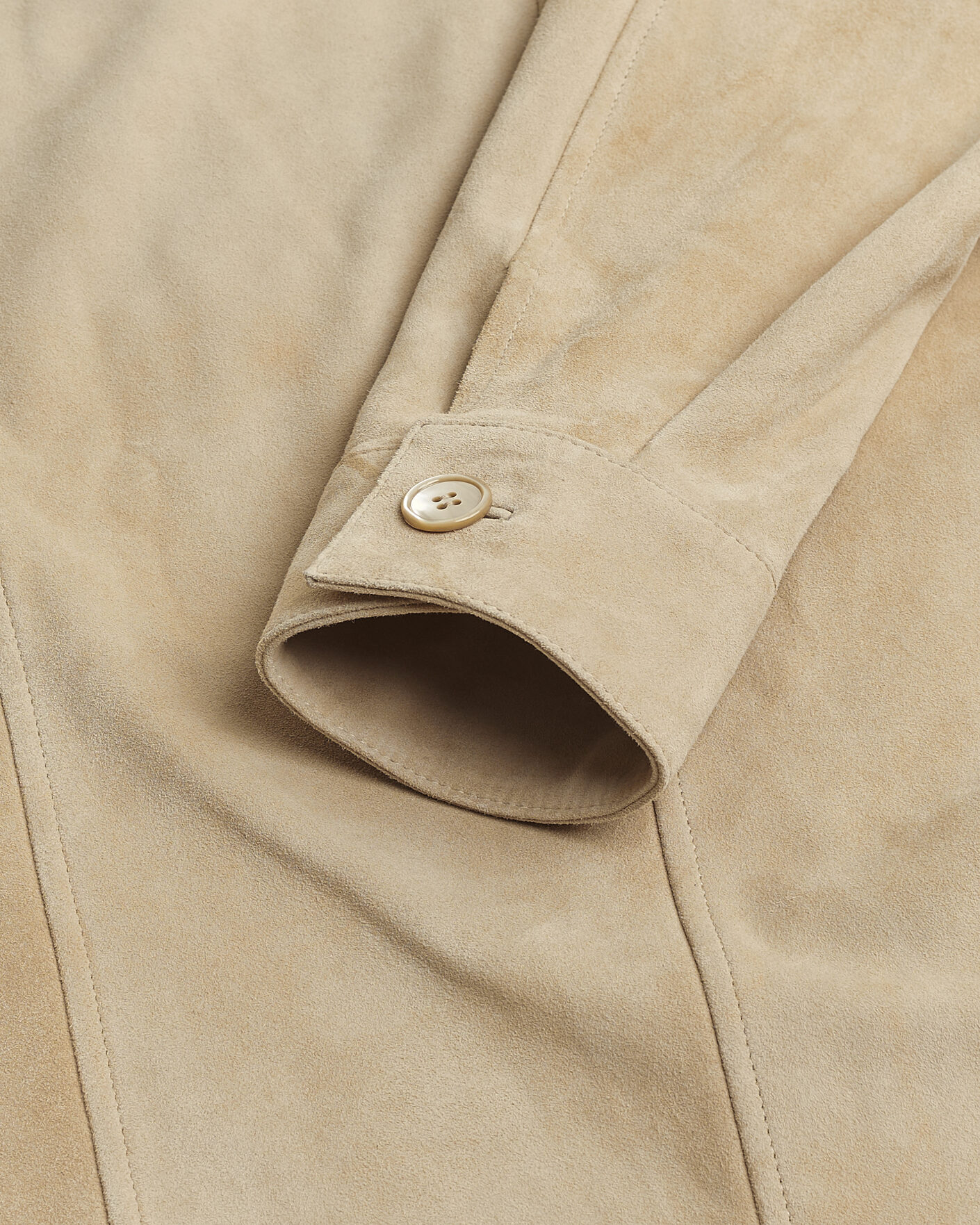 Herren | Stenströms Suede Pocket Overshirt Beige M | Pre-owned | Stenströms Suede Pocket Overshirt Beige M